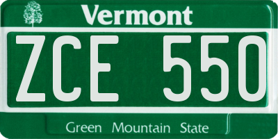 VT license plate ZCE550