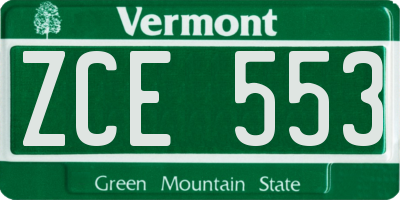 VT license plate ZCE553