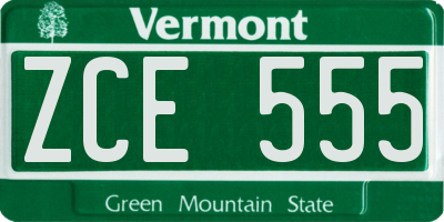 VT license plate ZCE555