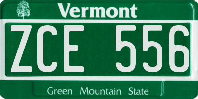 VT license plate ZCE556