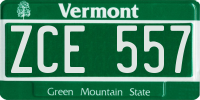 VT license plate ZCE557