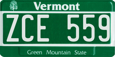 VT license plate ZCE559