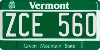 VT license plate ZCE560