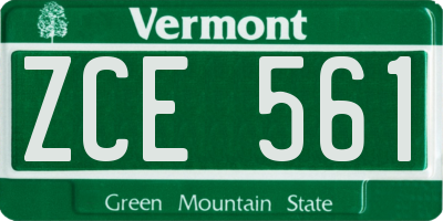 VT license plate ZCE561