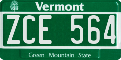 VT license plate ZCE564