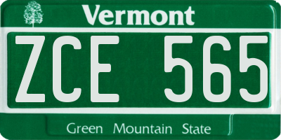VT license plate ZCE565