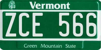VT license plate ZCE566