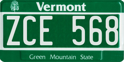VT license plate ZCE568