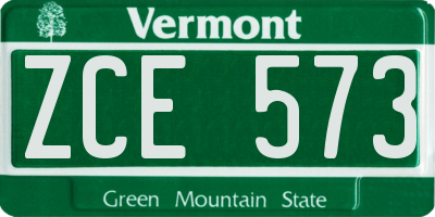 VT license plate ZCE573