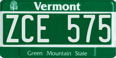 VT license plate ZCE575