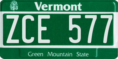 VT license plate ZCE577
