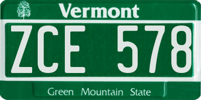VT license plate ZCE578