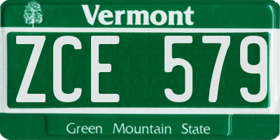 VT license plate ZCE579