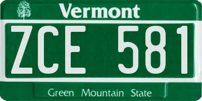 VT license plate ZCE581