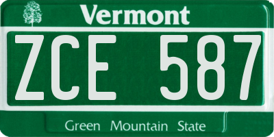 VT license plate ZCE587