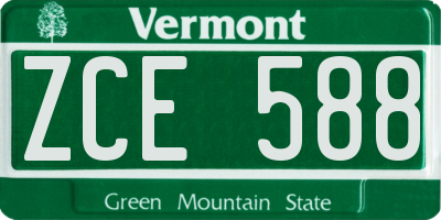 VT license plate ZCE588