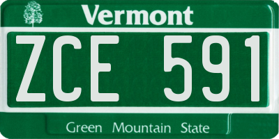 VT license plate ZCE591