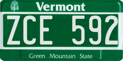VT license plate ZCE592