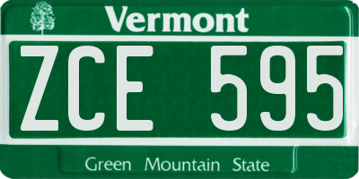 VT license plate ZCE595