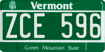 VT license plate ZCE596