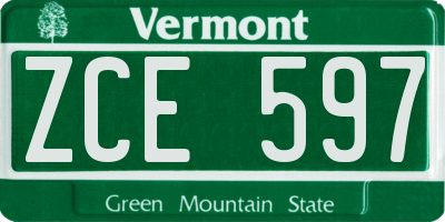 VT license plate ZCE597