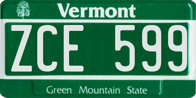 VT license plate ZCE599