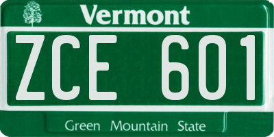 VT license plate ZCE601
