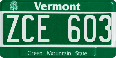 VT license plate ZCE603
