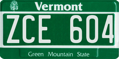 VT license plate ZCE604