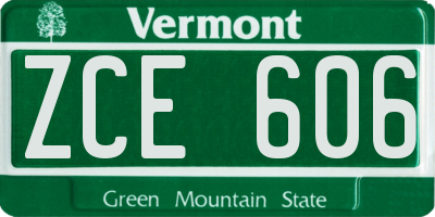 VT license plate ZCE606