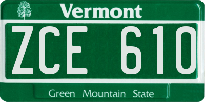 VT license plate ZCE610