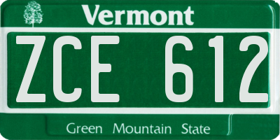 VT license plate ZCE612