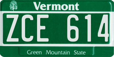 VT license plate ZCE614