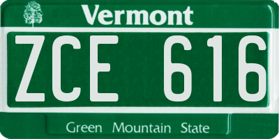 VT license plate ZCE616