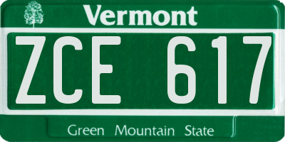 VT license plate ZCE617