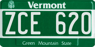 VT license plate ZCE620