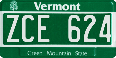 VT license plate ZCE624