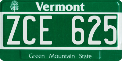 VT license plate ZCE625