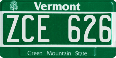 VT license plate ZCE626