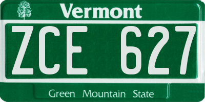 VT license plate ZCE627