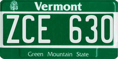 VT license plate ZCE630