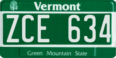 VT license plate ZCE634