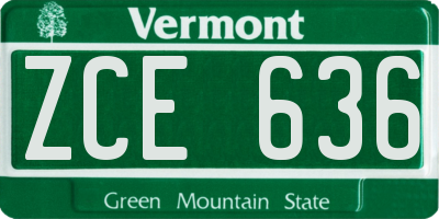 VT license plate ZCE636