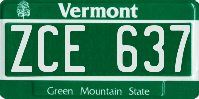 VT license plate ZCE637