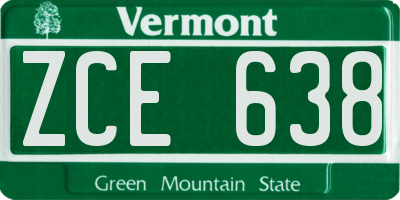 VT license plate ZCE638