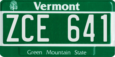 VT license plate ZCE641