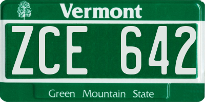 VT license plate ZCE642