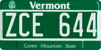 VT license plate ZCE644