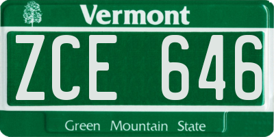 VT license plate ZCE646