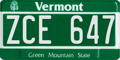 VT license plate ZCE647